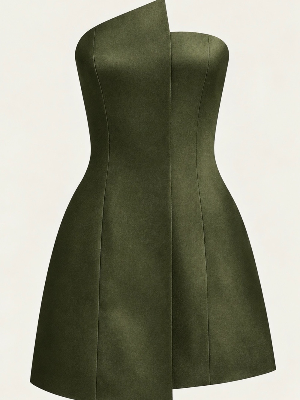 Commense Olive Green Strapless Sculpted Mini Dress Size: M